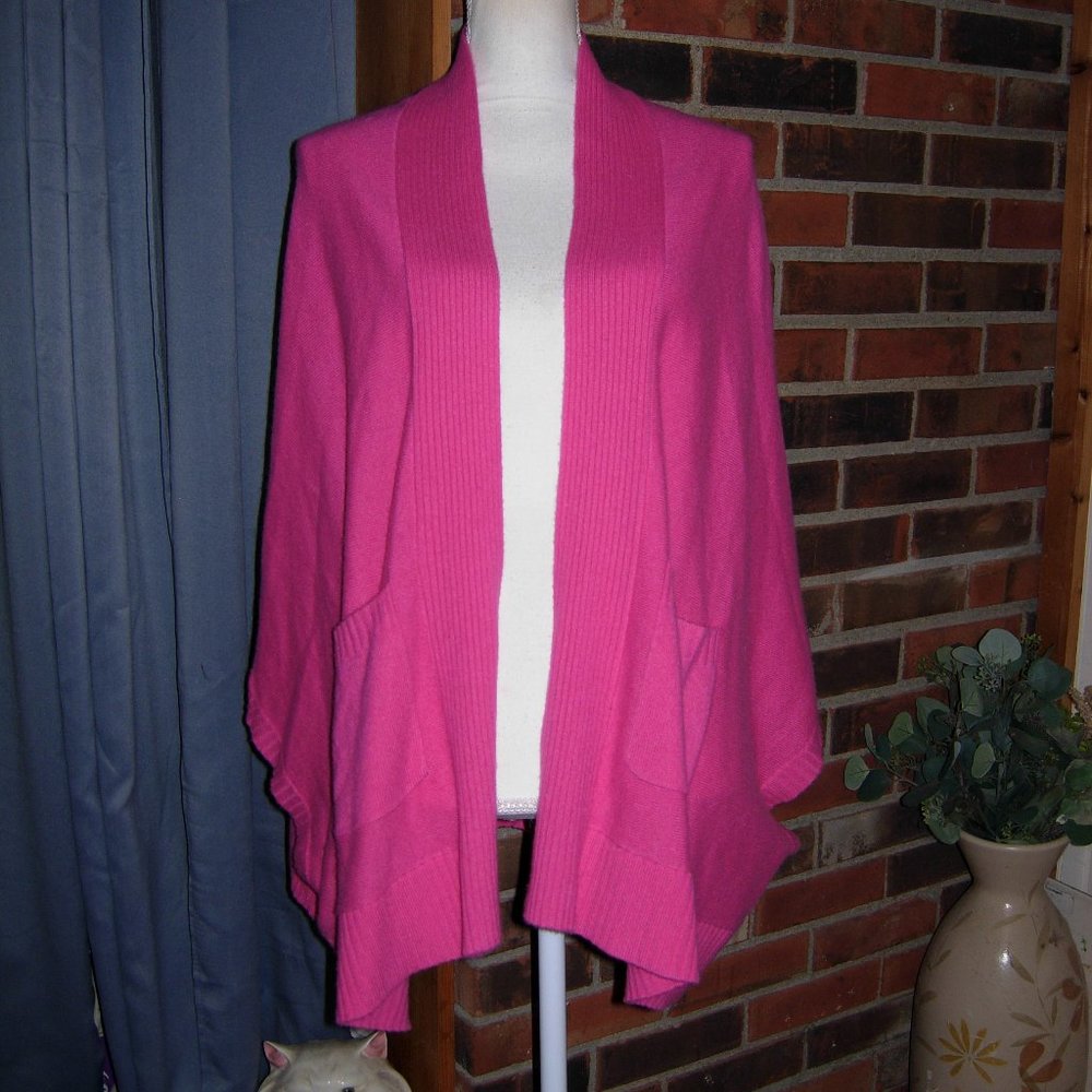 QVC Pink Cashmere Cocoon Open Front Cardigan